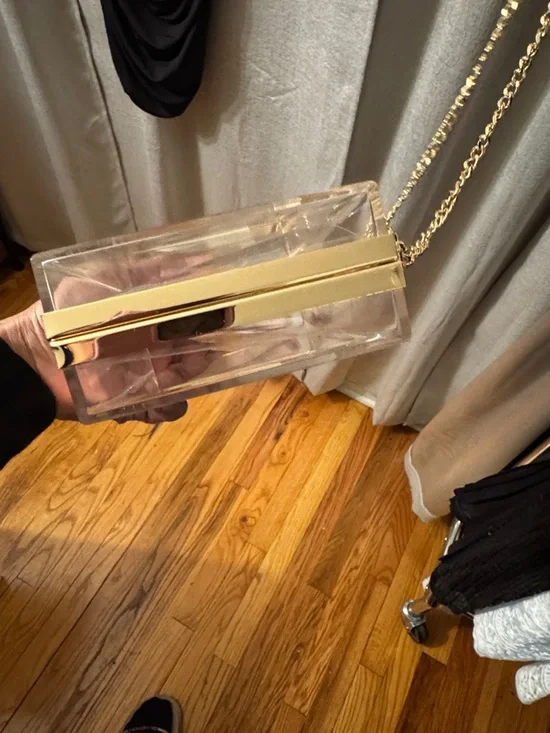 Clear Acrylic Box Clutch with Gold Chain - Picture 4 of 6